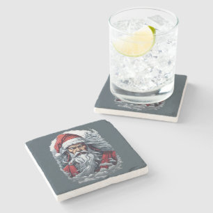 Dessous-de-verre En Pierre Samurai Père Noël Warrior Christmas Art Cadeau