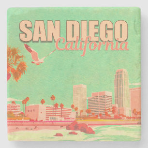 Dessous-de-verre En Pierre San Diego California Downtown Souvenirs 1950