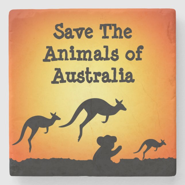 Dessous-de-verre En Pierre Sauvez les animaux d'Australie (Devant)