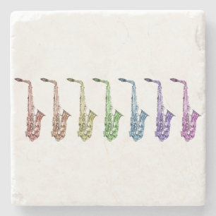 Dessous-de-verre En Pierre Saxophone Art Arc-en-Ciel