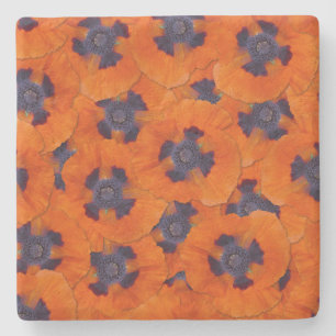 Dessous-de-verre En Pierre Scarlet Orange Poppy Motif sans joint