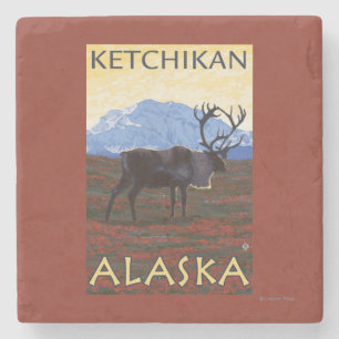 Dessous-de-verre En Pierre Scène de caribou - Ketchikan, Alaska
