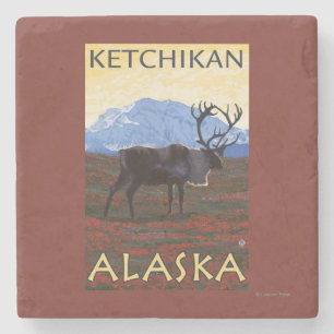 Dessous-de-verre En Pierre Scène de caribou - Ketchikan, Alaska