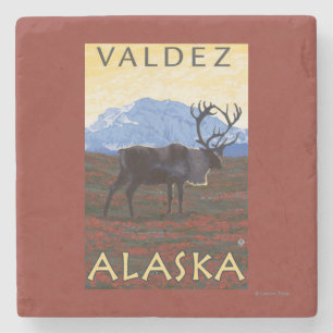 Dessous-de-verre En Pierre Scène de caribou - Valdez, Alaska