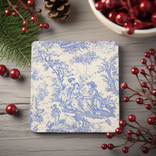 Dessous-de-verre En Pierre Scène de couple vintage bleu Toile de Jouy