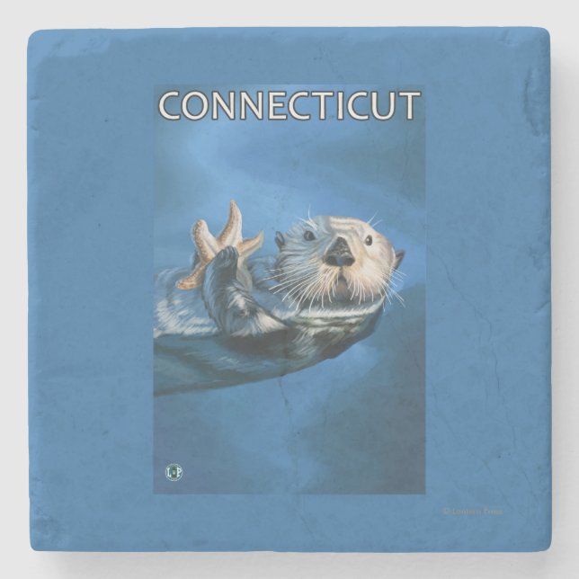 Dessous-de-verre En Pierre Scène de loutre de ConnecticutSea (Devant)