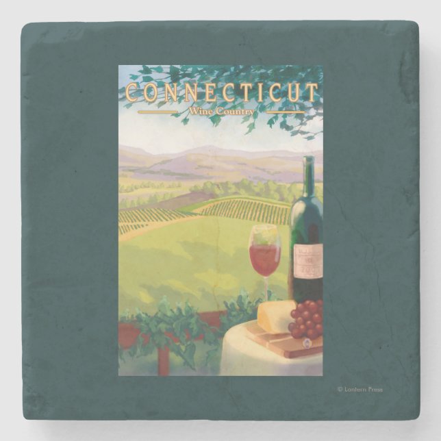 Dessous-de-verre En Pierre Scène de pays de ConnecticutWine (Devant)