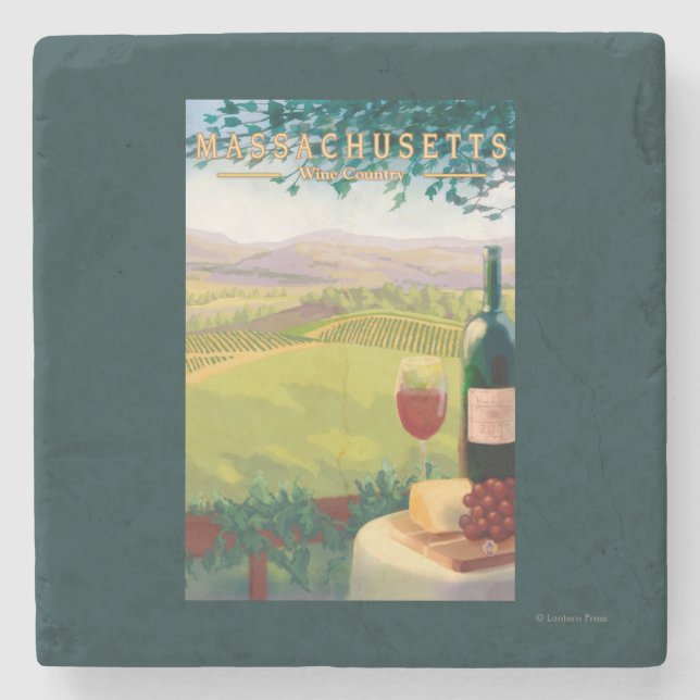 Dessous-de-verre En Pierre Scène de pays de MassachusettsWine (Devant)