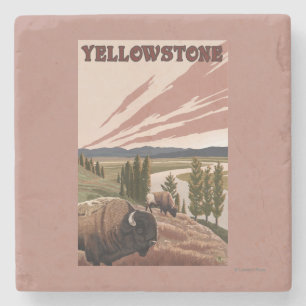 Dessous-de-verre En Pierre Scène de YellowstoneBison