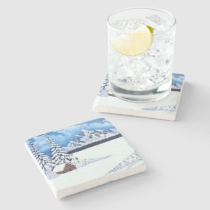 Dessous-de-verre En Pierre Scène hivernale merveilleuse