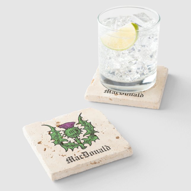 Dessous-de-verre En Pierre Scottish Thistle Nom personnalisé (Côté)