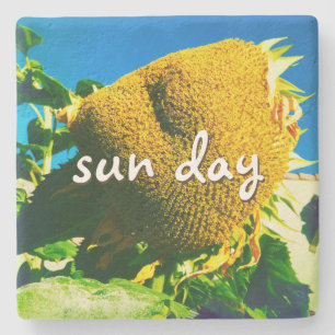 Dessous-de-verre En Pierre Script de devis du jour du soleil Tournesol jaune 