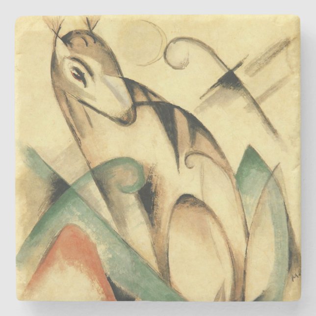 Dessous-de-verre En Pierre Seated Mythical Animal (par Franz Marc) (Devant)