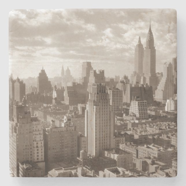 Dessous-de-verre En Pierre Sepia New York (Devant)