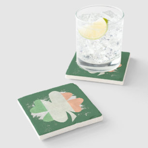 Dessous-de-verre En Pierre Shamrock du drapeau irlandais Grunge