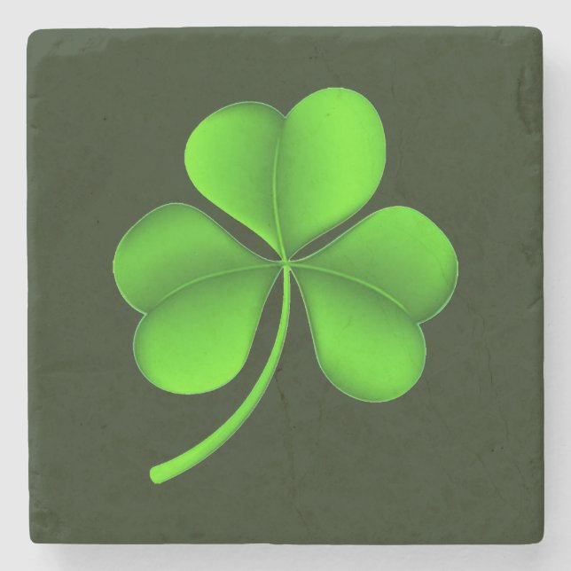 Dessous-de-verre En Pierre Shamrock sur le coastérisque vert foncé (Devant)
