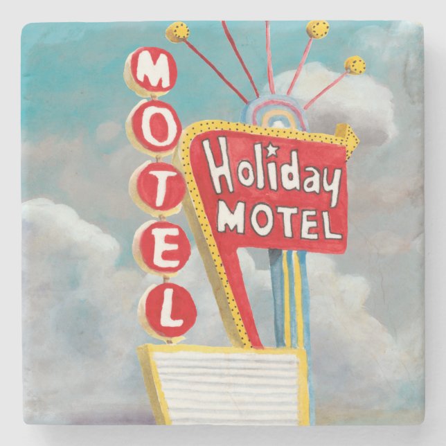Dessous-de-verre En Pierre Signe de motel de vacances (Devant)