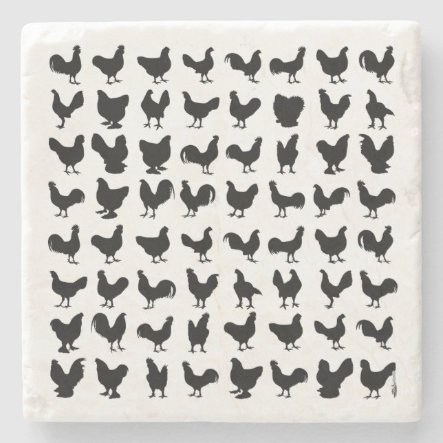 Dessous-de-verre En Pierre Silhouettes de poulet (Devant)