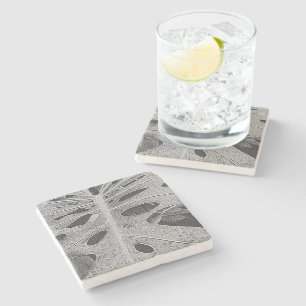 Dessous-de-verre En Pierre Silkscreen de Monstera