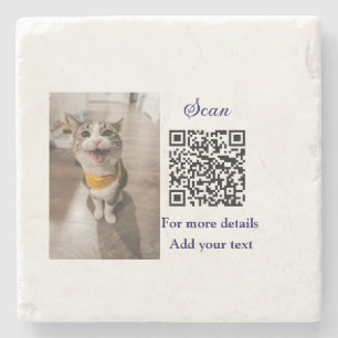 Dessous-de-verre En Pierre Simple animal name details QR code add text photo