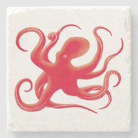 Simple rouge vectoriel art octopus Silhouette