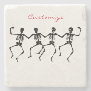 Dessous-de-verre En Pierre Skeletons dansants Halloween Thunder_Cove