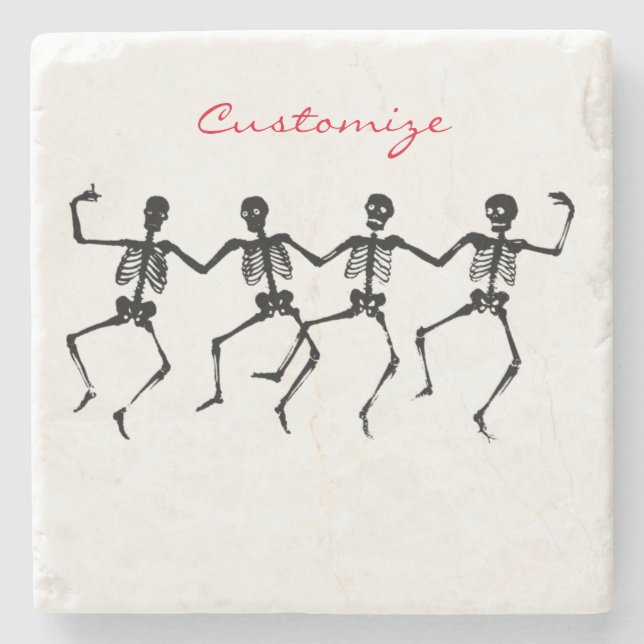 Dessous-de-verre En Pierre Skeletons dansants Halloween Thunder_Cove (Devant)