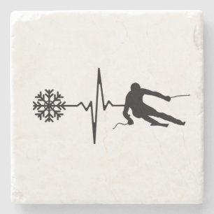 Dessous-de-verre En Pierre Ski - Ski Heartbeat
