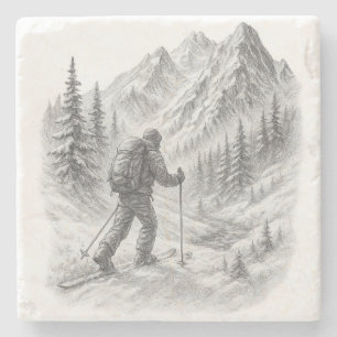 Dessous-de-verre En Pierre Skis de randonnée Stone Coaster