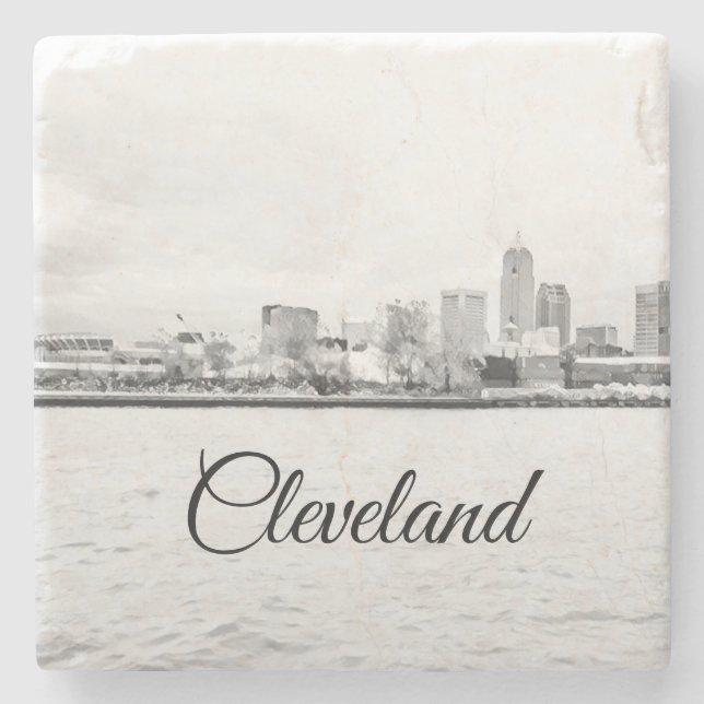 Dessous-de-verre En Pierre Skyline Cleveland Ohio (Devant)
