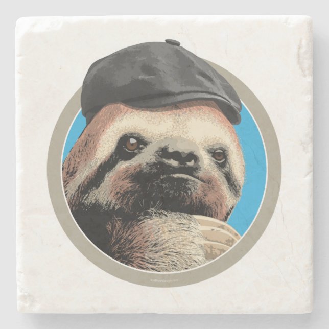 Dessous-de-verre En Pierre Sloth (dans Baker Boy casquette) (Devant)