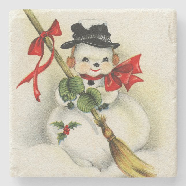 Dessous-de-verre En Pierre Snowman 001 (Devant)