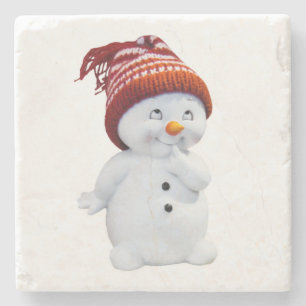 DESSOUS-DE-VERRE EN PIERRE SNOWMAN JOUEUR