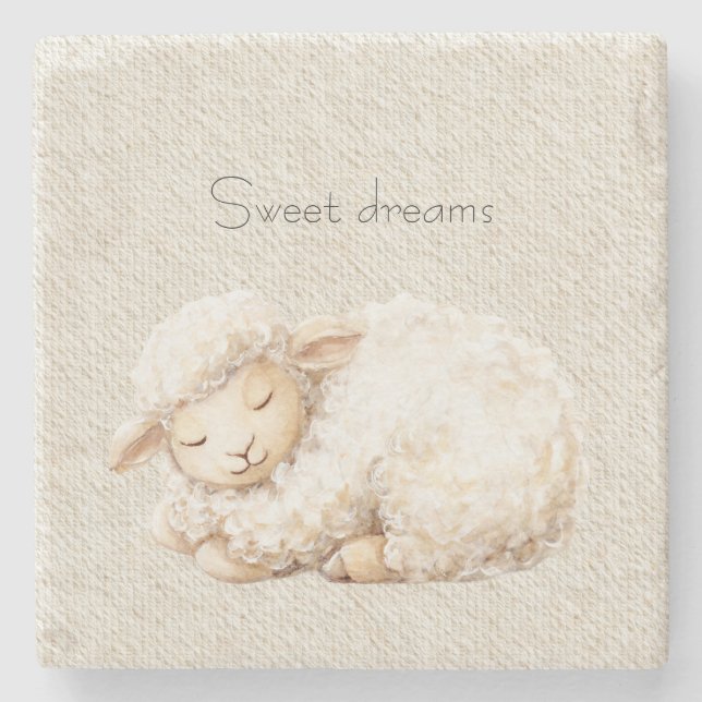 Dessous-de-verre En Pierre Soft Fluffy Sleeping Sheep (Devant)