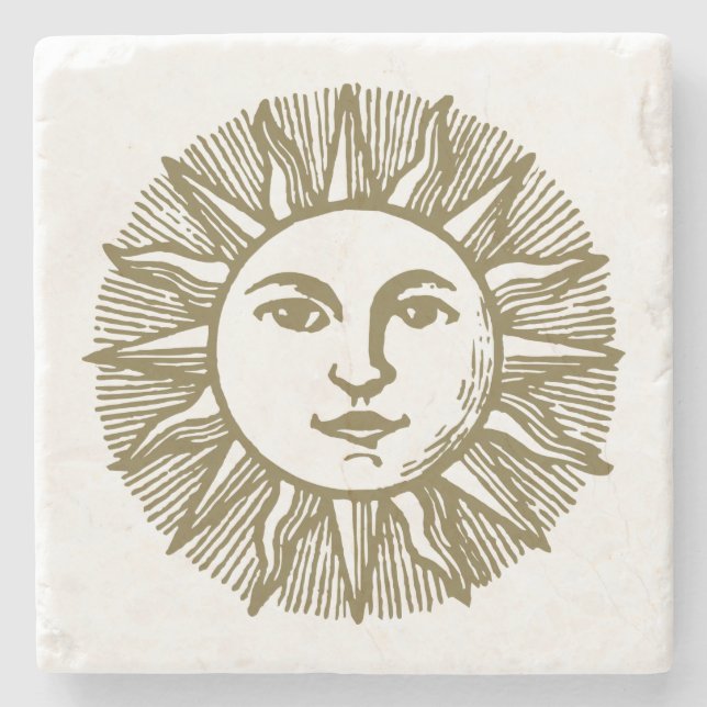 Dessous-de-verre En Pierre Soleil Esotérique Or (Devant)
