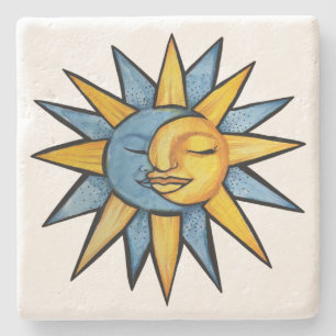 Dessous-de-verre En Pierre Soleil et Lune