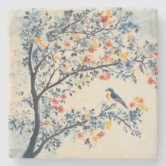 Dessous-de-verre En Pierre Songbird dans un arbre Chinoiserie
