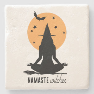 Dessous-de-verre En Pierre Sorcière de yoga d'Halloween contemporaine