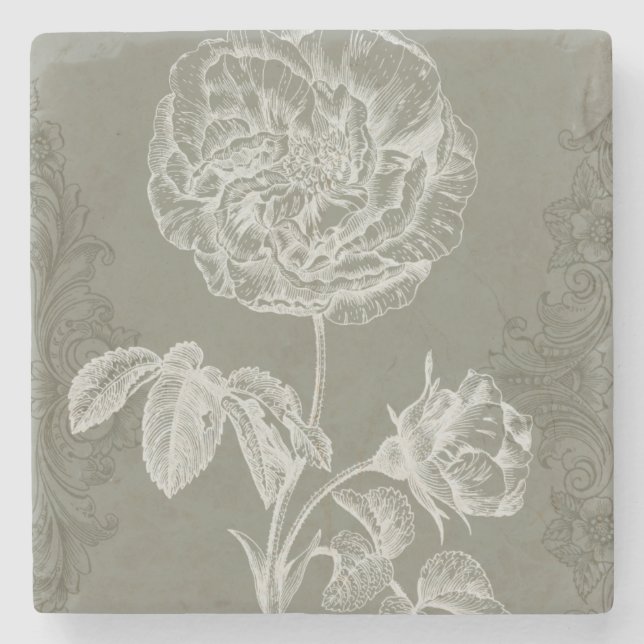 Dessous-de-verre En Pierre Soulagement floral I (Devant)