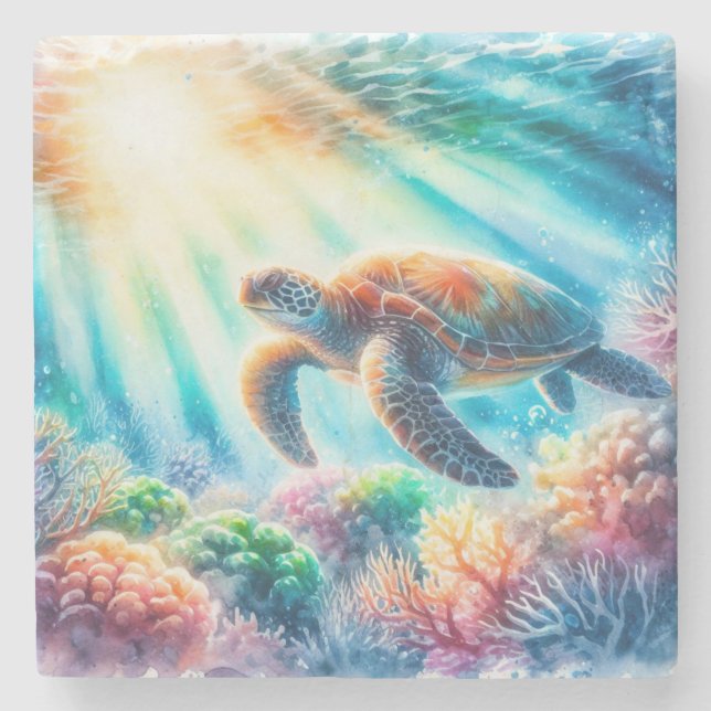 Dessous-de-verre En Pierre Sous la tortue de mer (Devant)