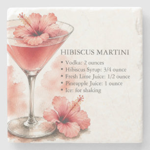 Dessous-de-verre En Pierre Sous-verres pour liqueur de Martini aux Hibiscus