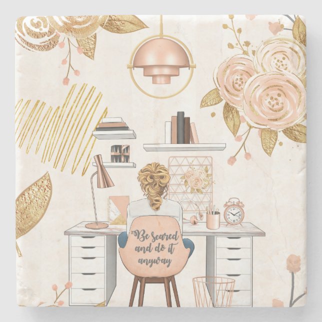 Dessous-de-verre En Pierre Soyez Effrayé & Faites-Le De Toute Façon (Devant)