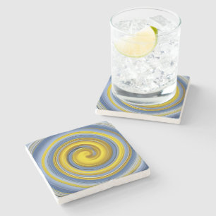 Dessous-de-verre En Pierre spirale jaune et bleue