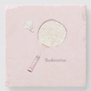 Dessous-de-verre En Pierre Sports de badminton rose