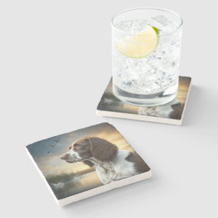 Dessous-de-verre En Pierre Springer Spaniel Dog By Duck Pond