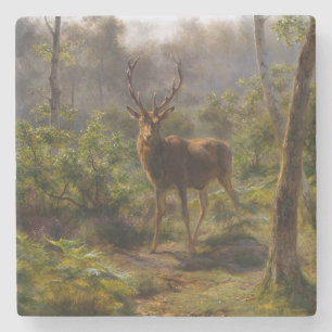 Dessous-de-verre En Pierre Stag (Homme Deer) dans les bois (par Rosa Bonheur)