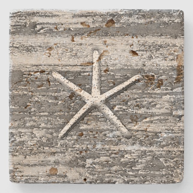 Dessous-de-verre En Pierre Starfish Bois Charif Rustique Nautique (Devant)
