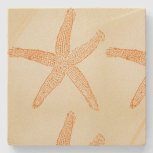 Dessous-de-verre En Pierre Starfish Plage Nautique Coral Orange Cadeau Favori