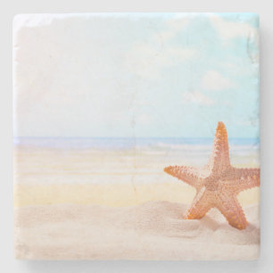 Dessous-de-verre En Pierre Starfish Sur La Plage D'Été