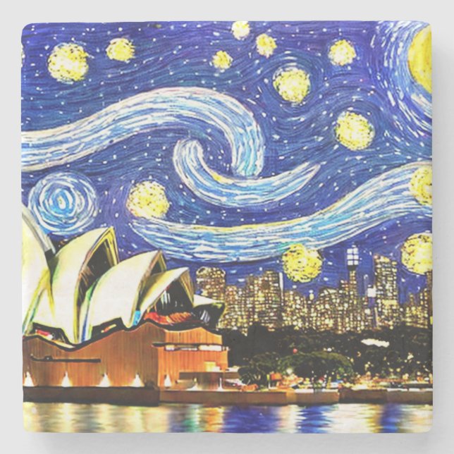 Dessous-de-verre En Pierre Starry Night Sydney Australie Opéra (Devant)